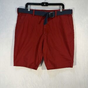 Express Men's Flat Front Chino Shorts Men's 38 With Belt Preppy Casual Comfort